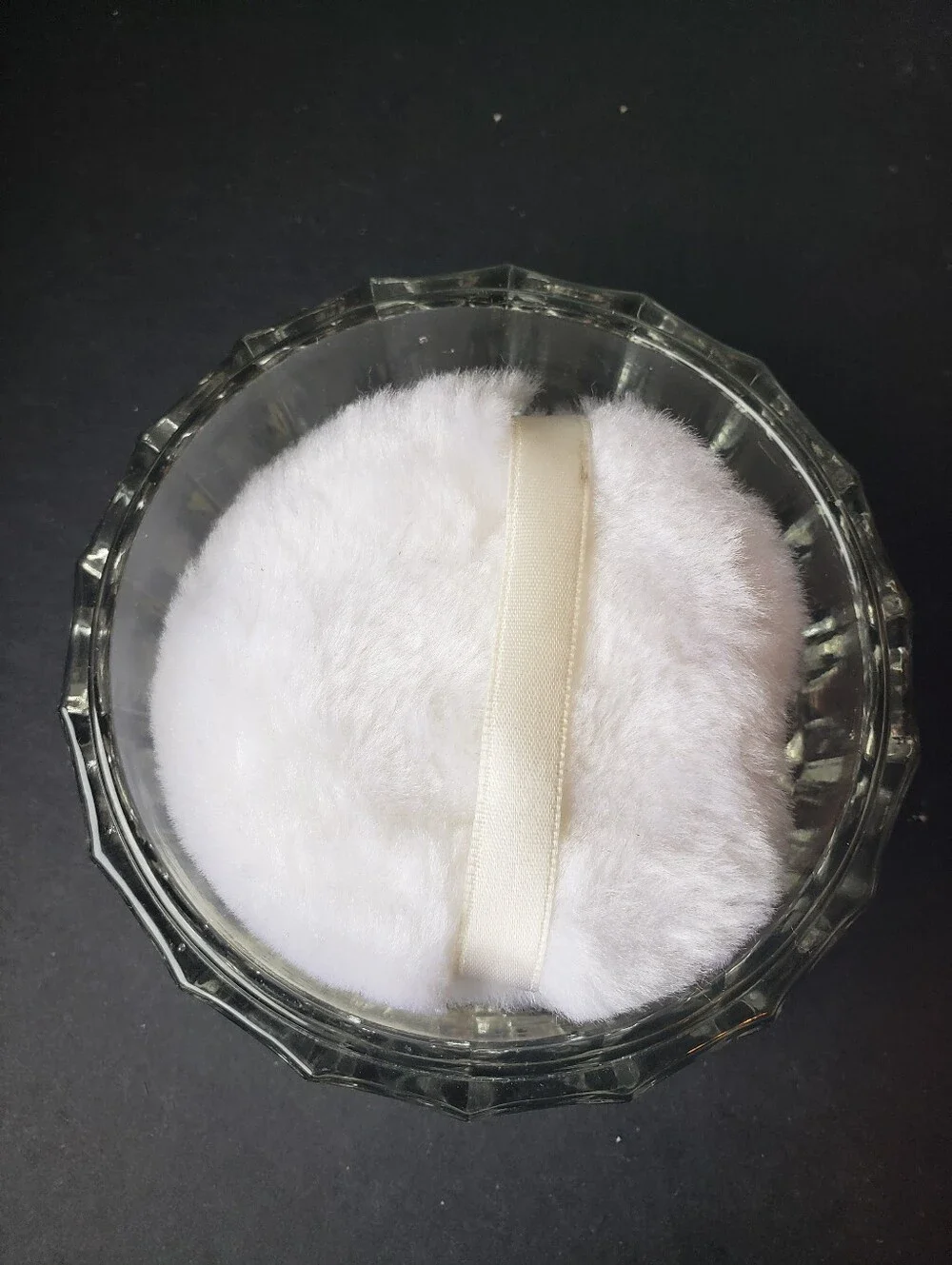1980's Ornate Vintage Silver-plate Glass Powder Jar, Unused